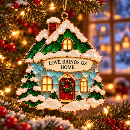 Christmas Wishes — 6-Piece Stained Glass–Style Ornament Set with Heartfelt Blessings