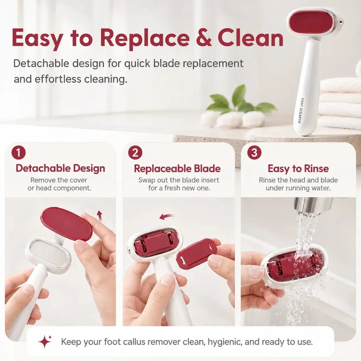 Dual‐Sided Foot Callus Remover, Replaceable Stainless Steel Blade Foot Scraper 🦶 - image 2