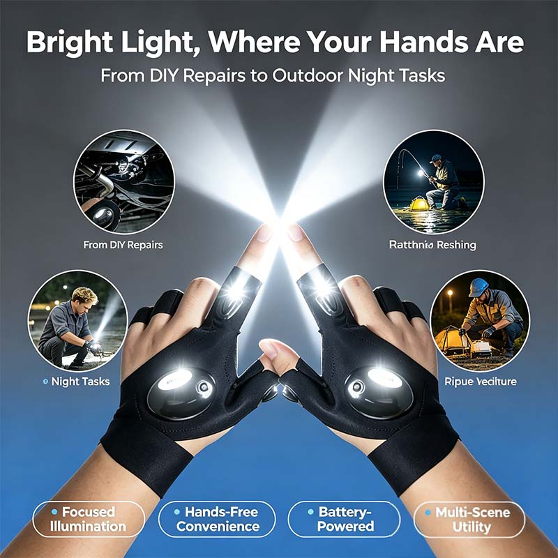One Pair LED Finger Flashlight Gloves, Hands-Free LED Light Gloves for Fishing, Camping, Repair🧤 - image 4