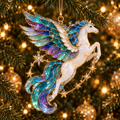✨ 2026 Enchanted Stained Glass Unicorn Christmas Ornaments – Set of 6