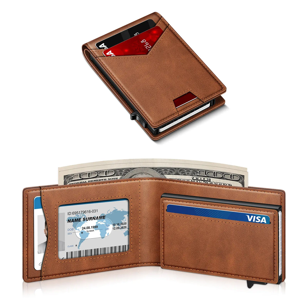 Men's RFID Minimalist Bifold Wallet - 1 ID Window, Pop-Up Card Holder, Money Clip💳 - image 14