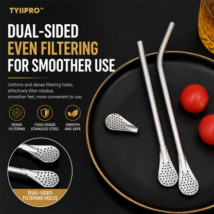 3-Count Stainless Steel Straw-Spoon, Multifunctional Filtered Strainer Scoop for Yerba Mate Tea, Fruit, Beverage, Coffee🥤 - image 7