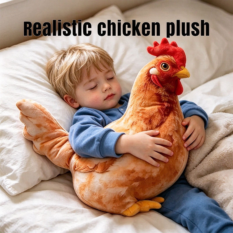 Chicken-Shaped Plush Pillow - Cute Hen Stuffed Animal, Realistic Look Home Decorative Cushion🐔