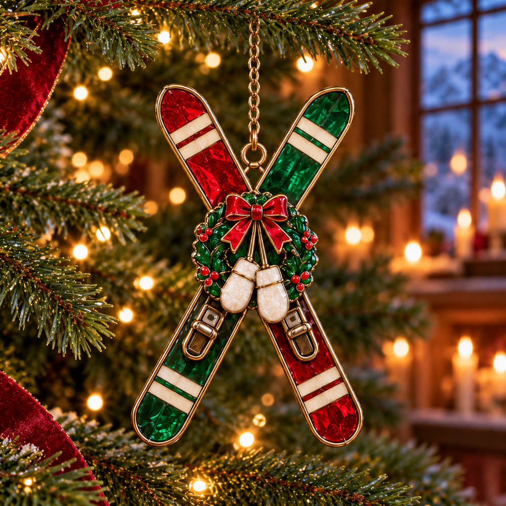 Vintage Christmas Skis ornament