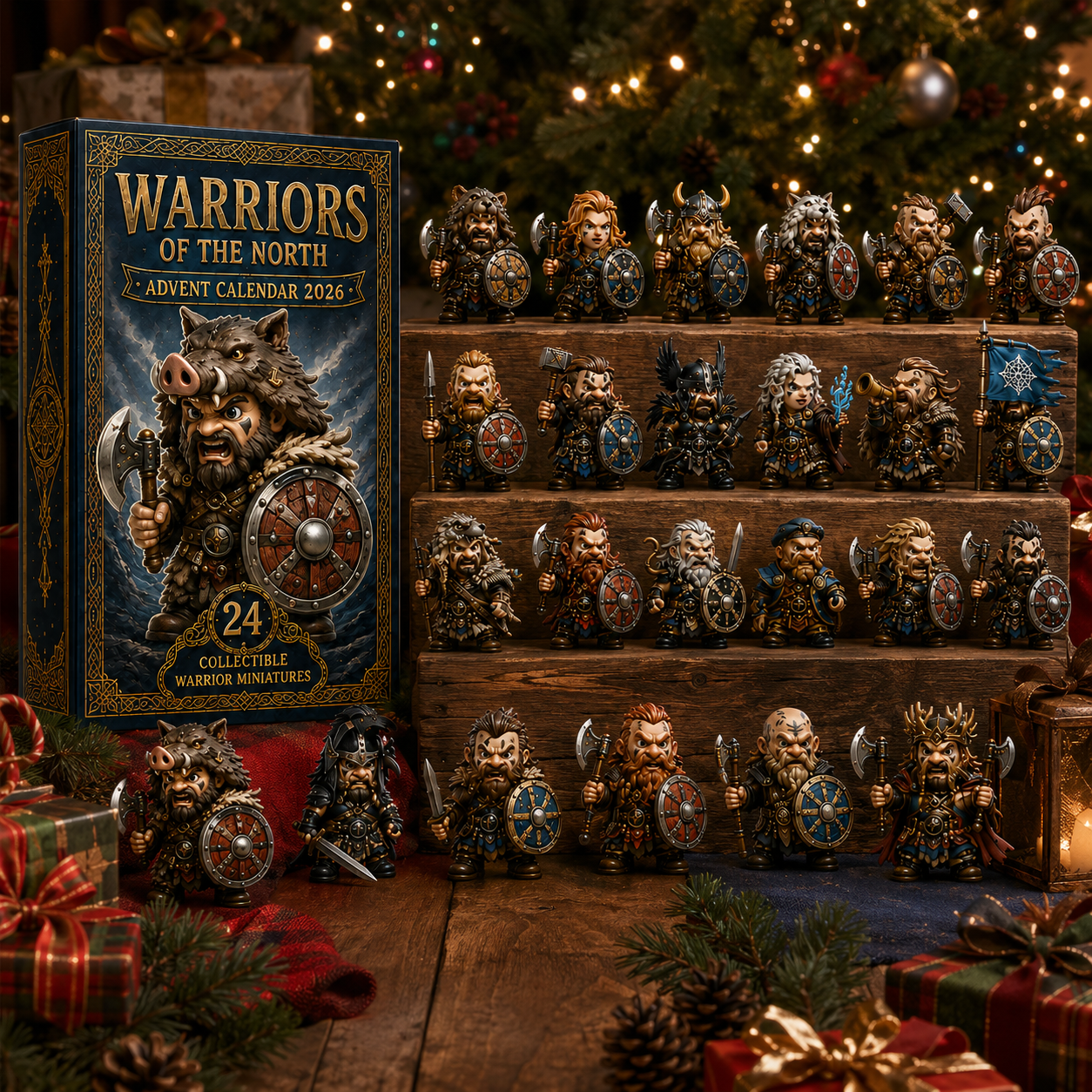 24 Days of Northern Legends – Warriors of the North Advent Calendar 2026 | 24 Collectible Viking Warrior Miniatures, Acrylic Charms Blind Box