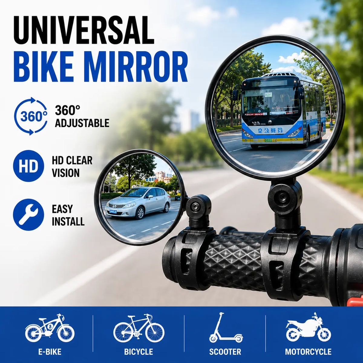 2 Counts, Bicycle Handlebar Convex Rearview Mirror🚲 - image 5