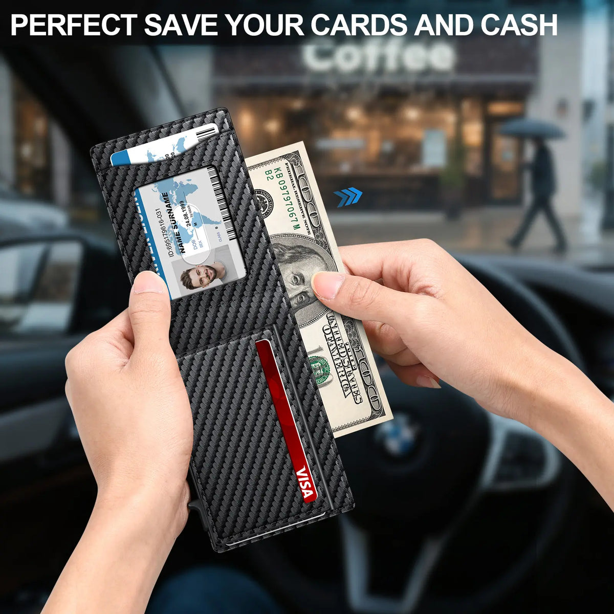 Men's RFID Minimalist Bifold Wallet - 1 ID Window, Pop-Up Card Holder, Money Clip💳 - image 1