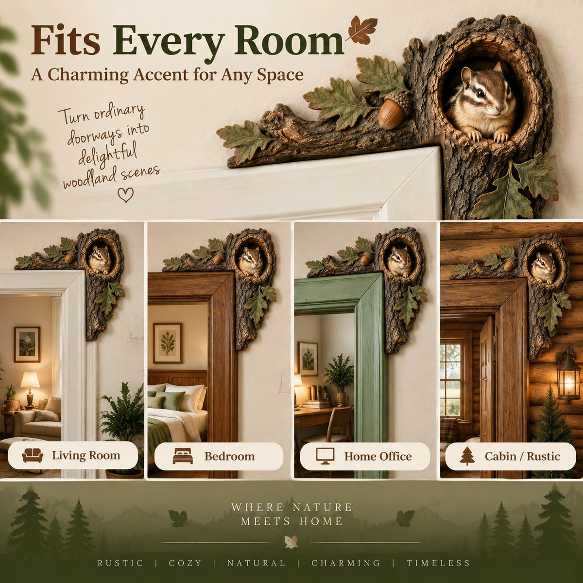 🎅 2026 Christmas Gift 50% Off--⏰LAST DAY 50% OFF 🐿️ 3D Chipmunk Tree Hollow Door Topper | Woodland Animal Doorway Decor For Cozy Nature Homes - image 3