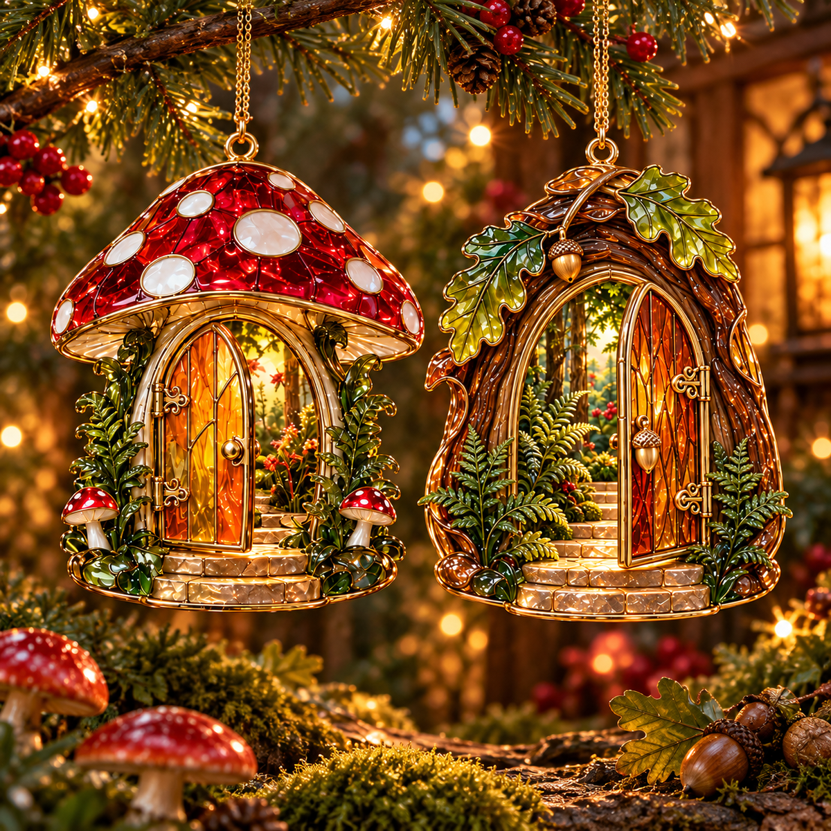 ✨ 2026 Enchanted Stained Glass Fairy Doors & Windows Christmas Ornaments – Set of 6
