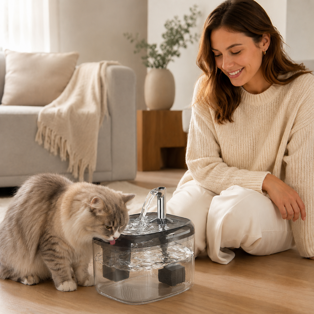 1.5L USB Automatic Cat Water Fountain with Filter for Cats and Small Dogs - image 1