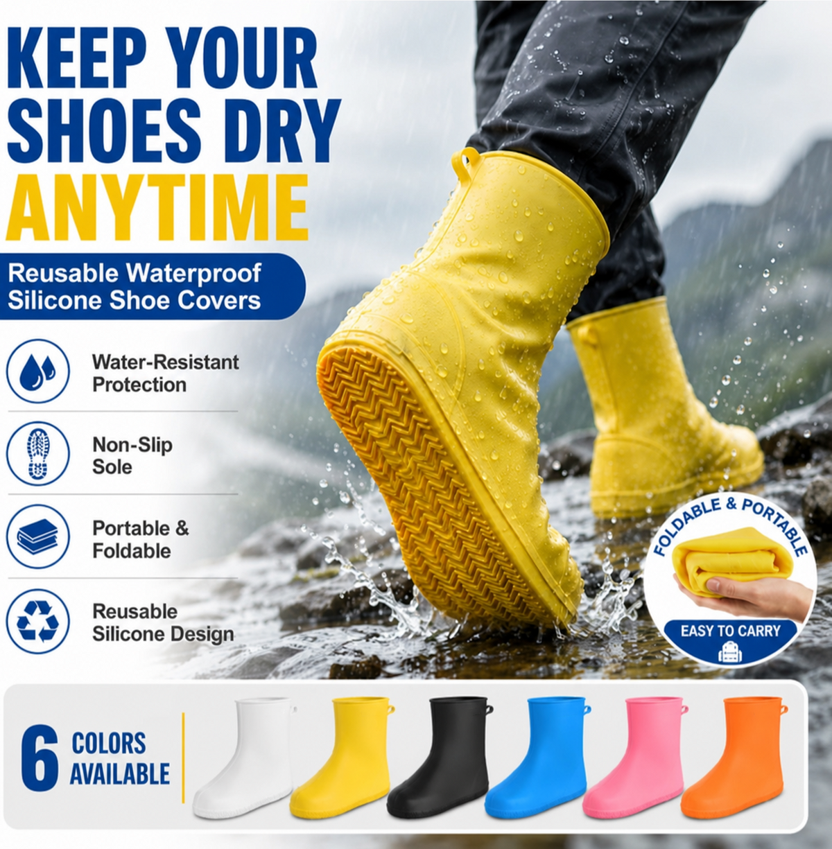 Stop Soaked Sneakers! Heavy-Duty Rain Shoe Covers – Anti-Slip & Fold Into Your Bag 🌧️ - image 1
