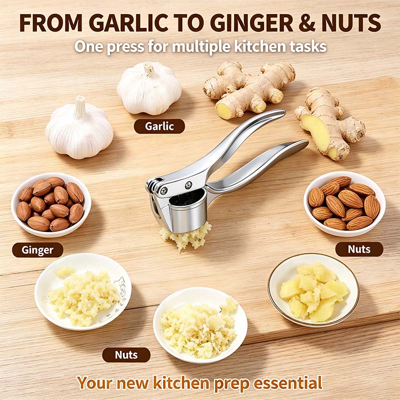Stainless Steel Garlic Press, Heavy Duty Manual Garlic Crusher Tool🧄 - image 4