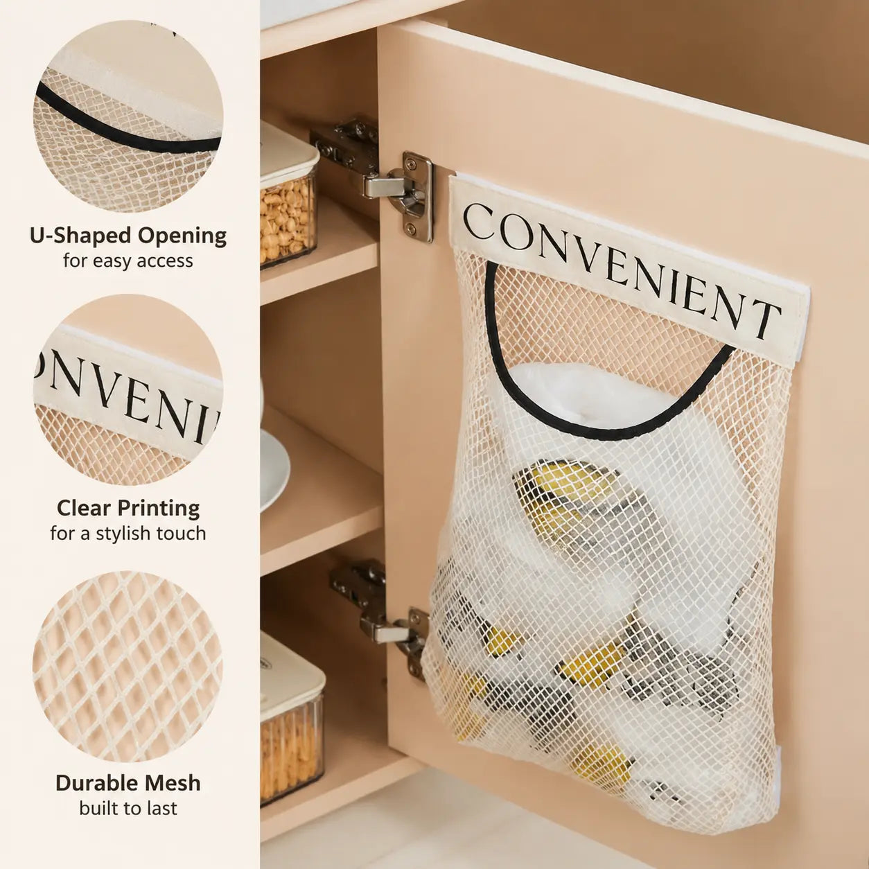5PCS Grocery Garbage Bag Holder Trash Bag Dispenser Sticky Wall Mounted Mesh🛒 - image 3