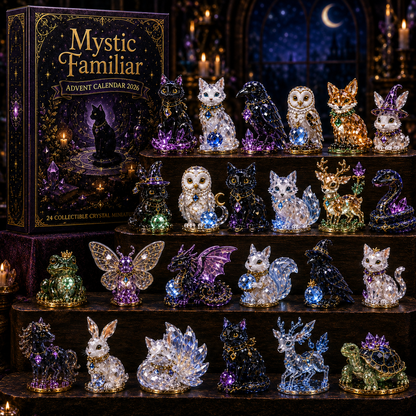 Mystic Familiar 24-Day Countdown Calendar 2026 – 24 Collectible Crystal Animal & Magical Creature Miniatures