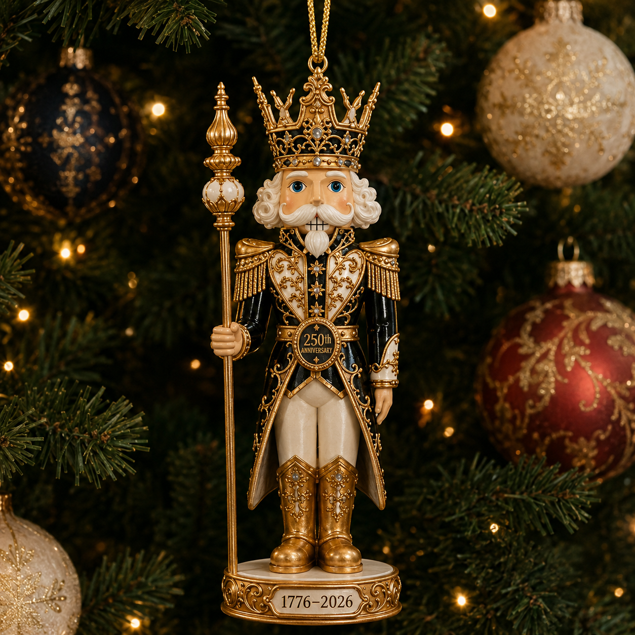 🔥Last 40 pcs✨⏰ Limited anniversary edition✨2026 America 250th Anniversary Black & Gold Nutcracker King Ornament