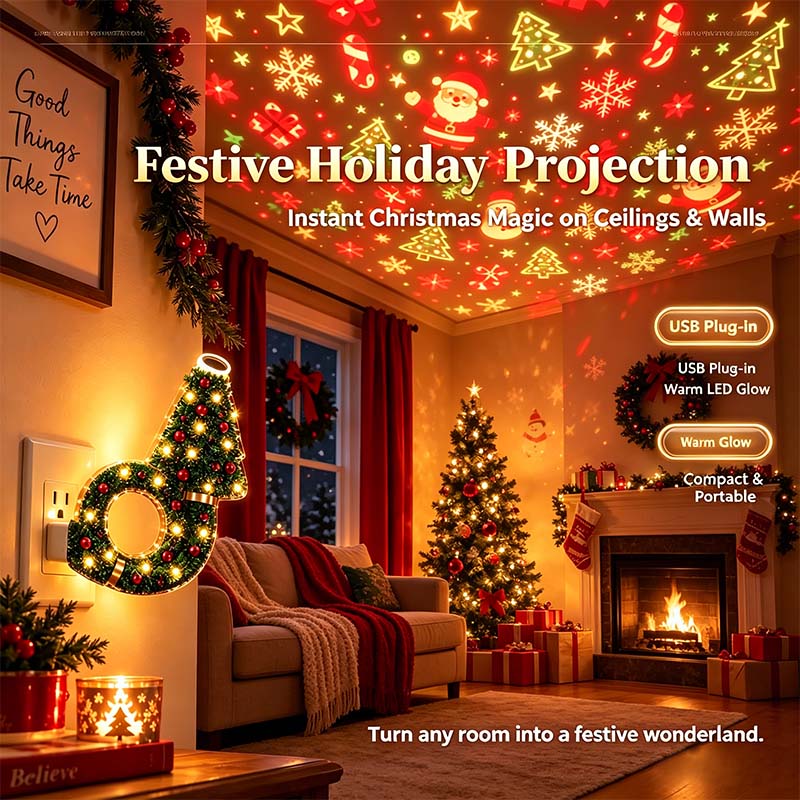 2026 New USB Plug-In Christmas Projector Night Light, 6+ Holiday Pattern Ceiling Lamp🎄 - image 5