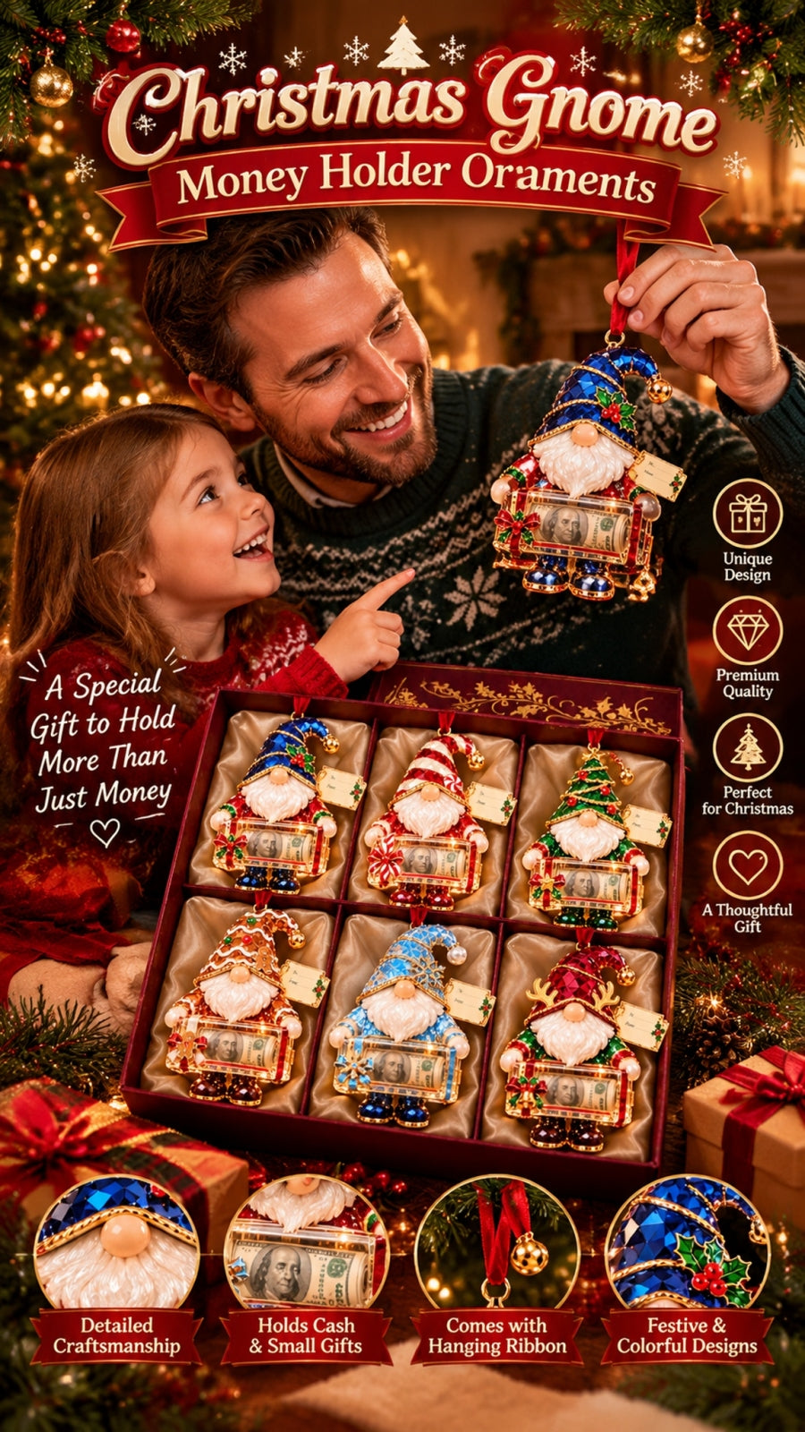 Christmas gnome money gift collection