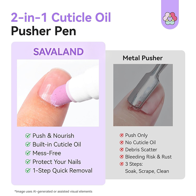 2PCS 2‑In‑1 Cuticle Remover Pen, Ceramic 45° Tip With Lemon Oil 💅 - image 8