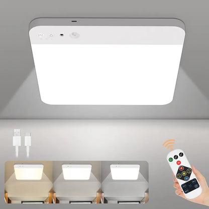 💡 Rechargeable Motion Sensor Ceiling Light – No Wiring, Dimmable & Remote Controlled - image 1