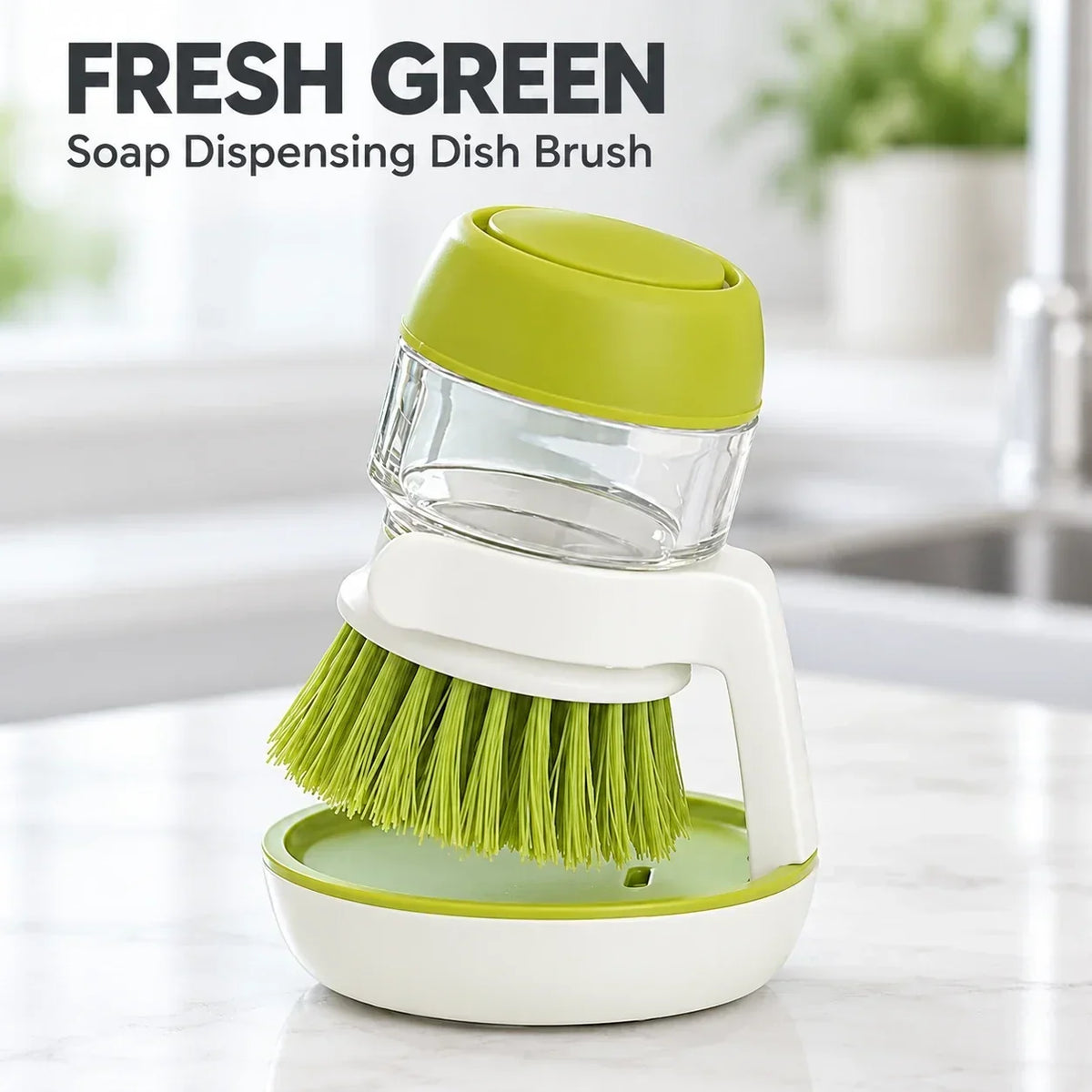 Soap Dispensing Dish Brush with Stand 🫧 Press. Scrub. Done.