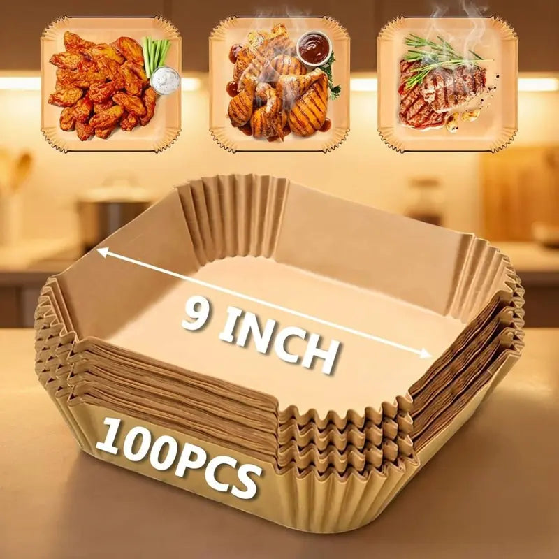 100PCS Disposable Air Fryer Paper Liners – Non-Stick, Oil-Proof & Easy Cleanup - image 3