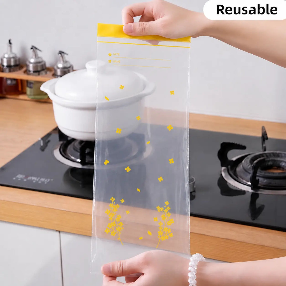 15PCS Thick Double Seal Food Storage Bags, Reusable Self-Sealing Pouches 🥡 - image 6