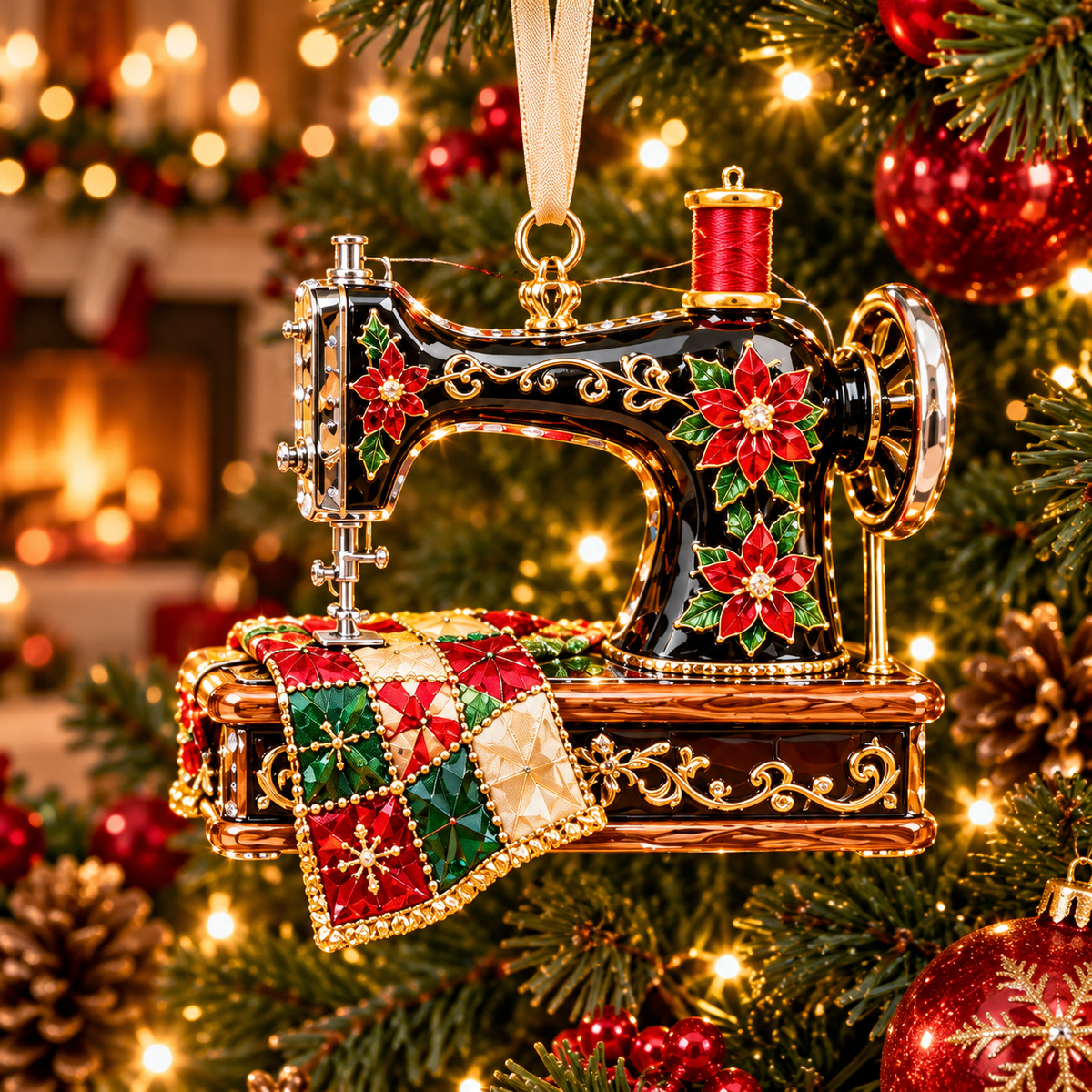 Vintage Sewing Christmas Ornaments – 6-Piece Elegant Holiday Keepsake Collection | Perfect Christmas Gifts for Sewing Lovers & Quilters 🎄🧵