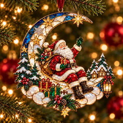 🌙 Moonlit Christmas – 6-Piece Storybook Crescent Moon Ornament Set