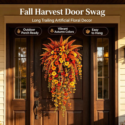 UV‑resistant artificial Boston fern plant, realistic large outdoor hanging autumn faux plant🍂 - image 2