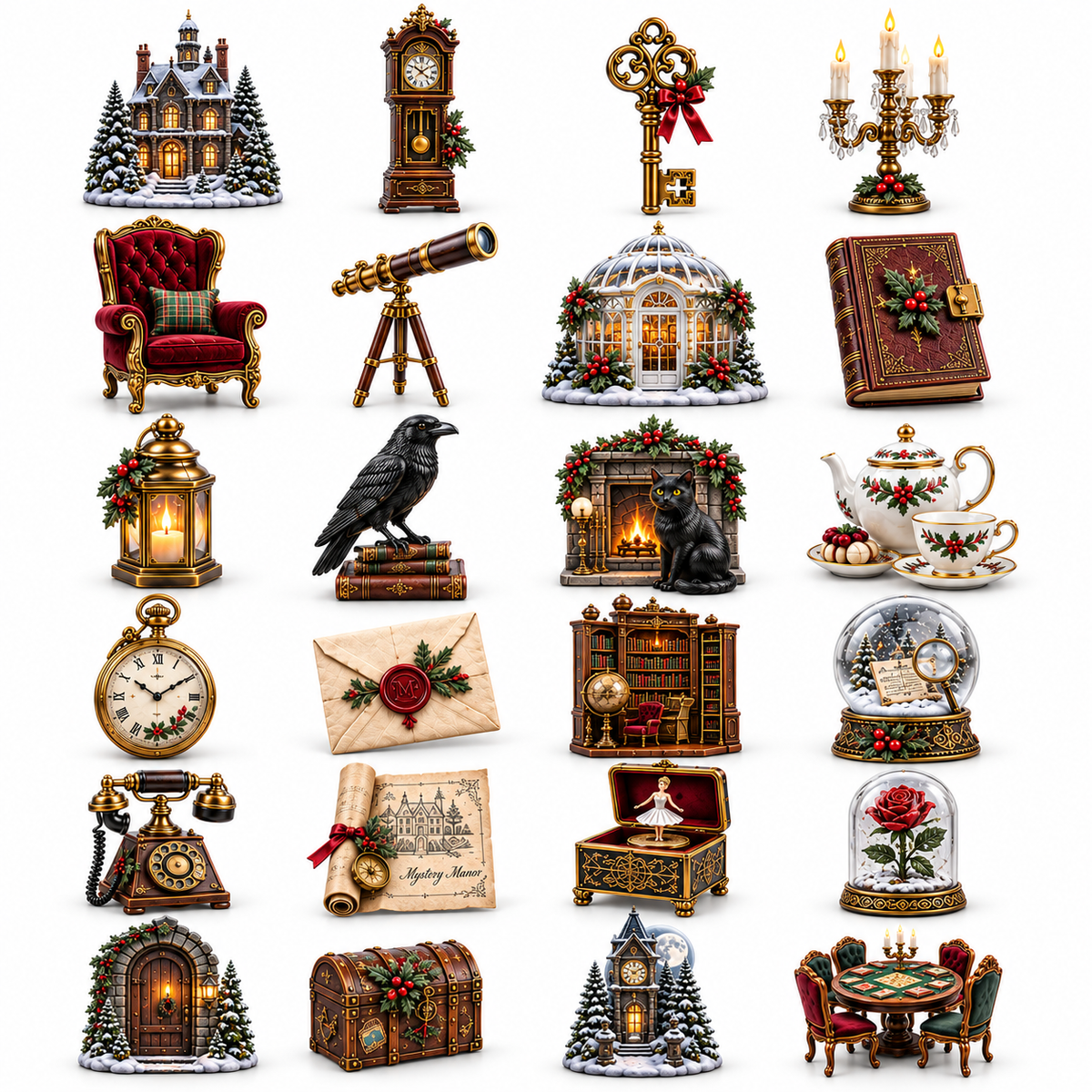 Mystery Manor Christmas Game Night 2026 – 24 Nights of Christmas Clues Countdown Calendar with 24 Unique Collectible Miniatures, Vintage Manor Mystery Gift for Puzzle & Game Lovers