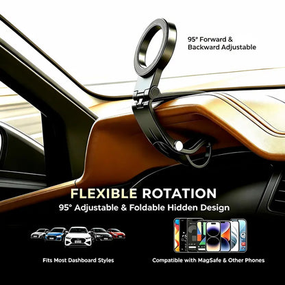 Magnetic Car Phone Holder | Dashboard & Sun Visor Foldable Mount📱