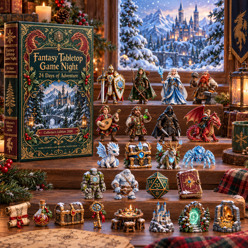 Fantasy Tabletop Game Night 2026 – 24 Days of Adventure Countdown Calendar with 24 Unique Fantasy Miniatures, Dragons, Heroes & RPG Collectibles for Tabletop Gamers