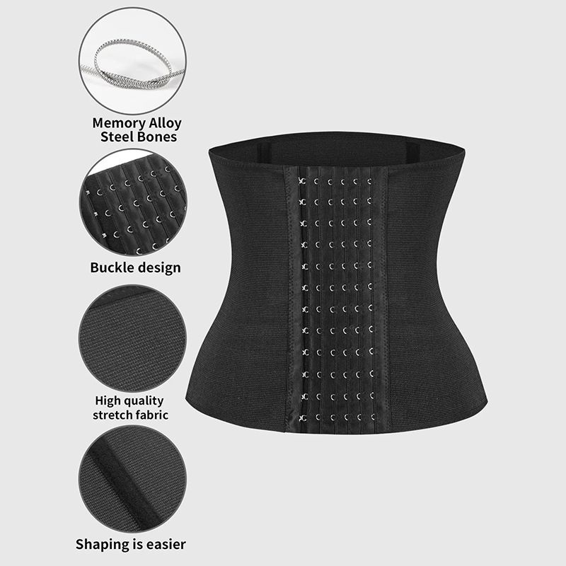 Women's Solid Color Hook & Eye Closure Waist Trainer, Adjustable Tummy Control Shaper ✨ - image 6