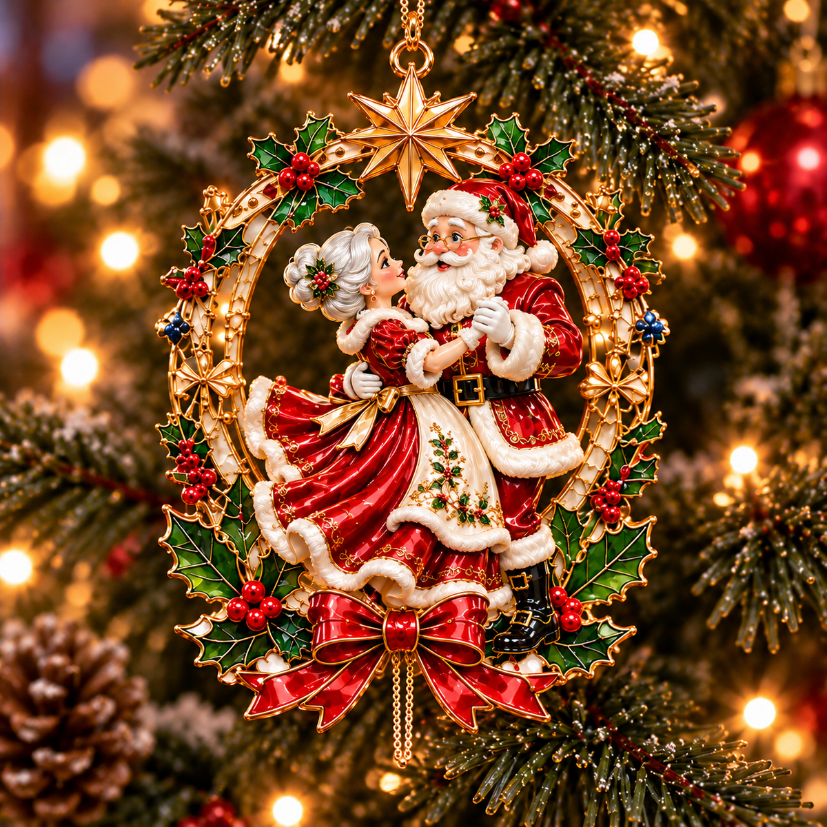 Santa & Mrs. Claus Christmas Adventures – 6-Piece Vintage Christmas Tree Ornament Collection | Nutcracker, Snowman & Holiday Train | A Heartwarming Christmas Keepsake Gift
