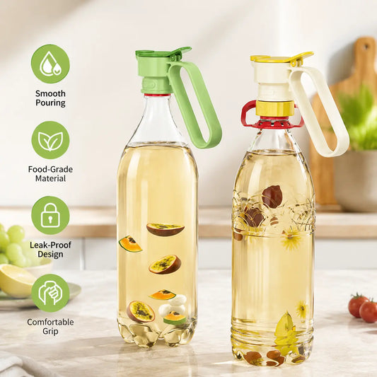 Sohochic Plastic Bottle Pour Spout Cap Dispenser - 2Count, Portable Kitchen Utensil with Carry Handle, Detachable Wide Mouth & Different Caliber, for DIY Oil Pots & Refrigerator Cold Water Making - image 1