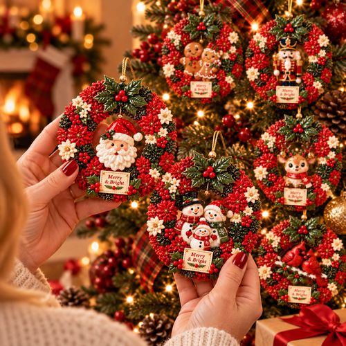 Merry & Bright Christmas Wreath Ornament Collection – 6-Piece  Santa, Snowman, Gingerbread, Nutcracker, Reindeer & Cardinal Christmas Tree Decorations | Festive Holiday Keepsake Gifts