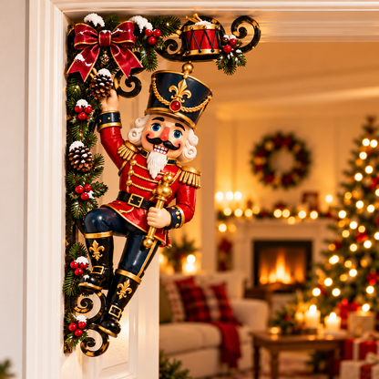 🎄 Classic Christmas Nutcracker Door Corner Decorations – Wooden Left & Right Pair