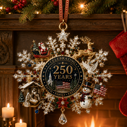 ✨Patriotic Limited Edition – Sparkling Christmas Commemorative Snowflake Ornament