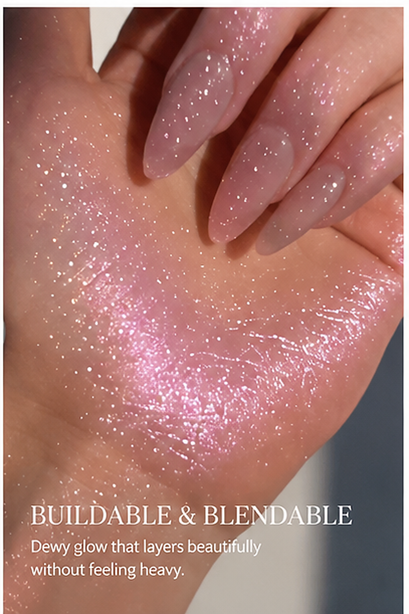 3-Shade Shimmer Highlighter with Puff | Face & Body Glow - image 6
