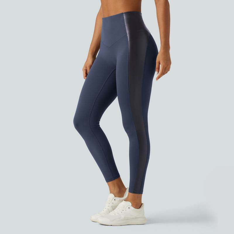 High Waisted Stretchy PU Tummy Control Yoga Leggings with Pocket 🖤✨
