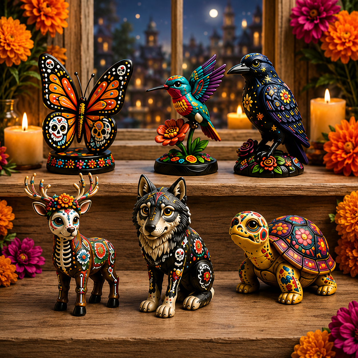 Día de Muertos Animals Advent Calendar 2026 – 24-Day Folk Art Animal Figurine Collection | 24 Unique Collector-Grade Miniatures