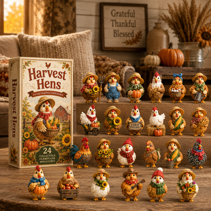 Harvest Hens Advent Calendar 2026 – 24 Days of Farmhouse Chicken Collectibles, Autumn Harvest Surprises & Gifts for Chicken Lovers, Acrylic Charms Blind Box