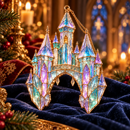 ✨ 2026 Magical Stained Glass Christmas Ornaments – Set of 6 | Crystal Castle, Candy, Rocket, Rainbow Star &amp; Heart Hanging Decorations | Colorful Christmas Tree Ornaments &amp; Holiday Gifts