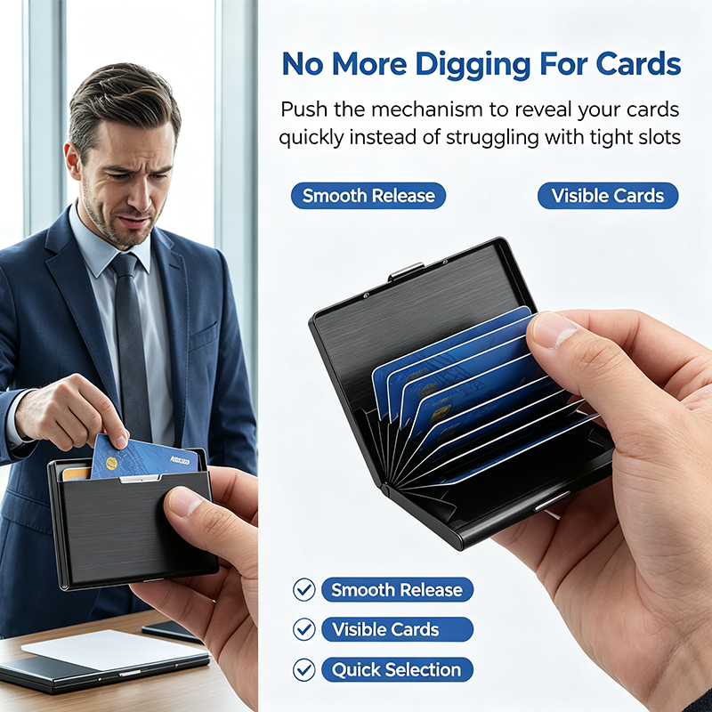 Men's Minimalist RFID Blocking Metal Card Holder Wallet💳 - image 7