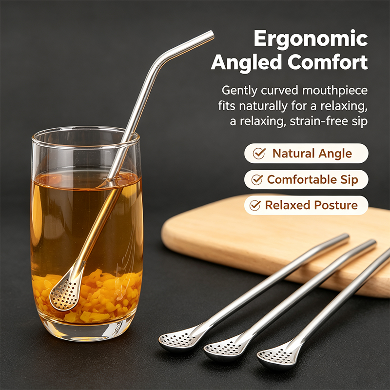 3-Count Stainless Steel Straw-Spoon, Multifunctional Filtered Strainer Scoop for Yerba Mate Tea, Fruit, Beverage, Coffee🥤 - image 1