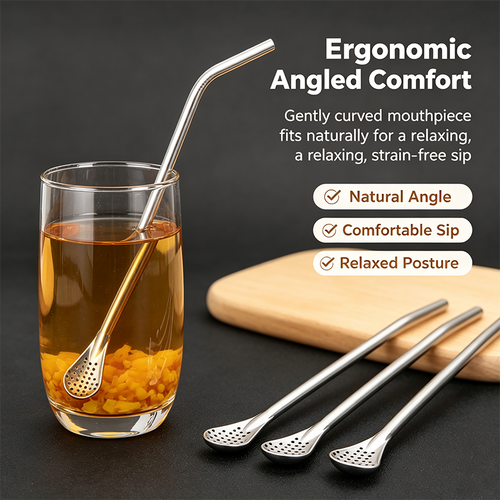 3-Count Stainless Steel Straw-Spoon, Multifunctional Filtered Strainer Scoop for Yerba Mate Tea, Fruit, Beverage, Coffee🥤 - image 1