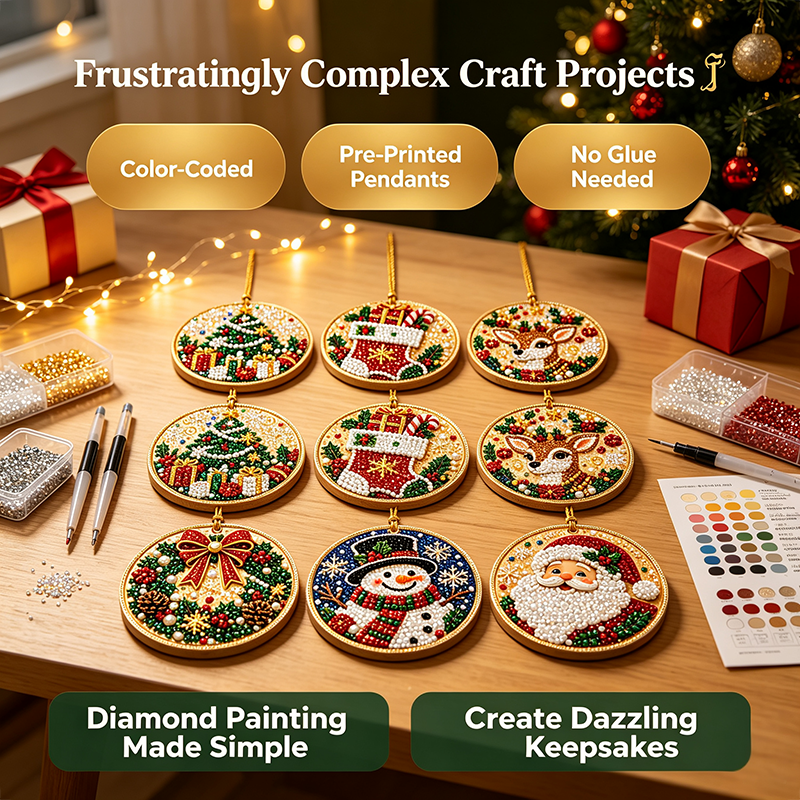 6Pcs/12Pcs Christmas DIY Diamond Painting Ornaments Kit, Xmas Tree Hanging Pendant🎄 - image 3