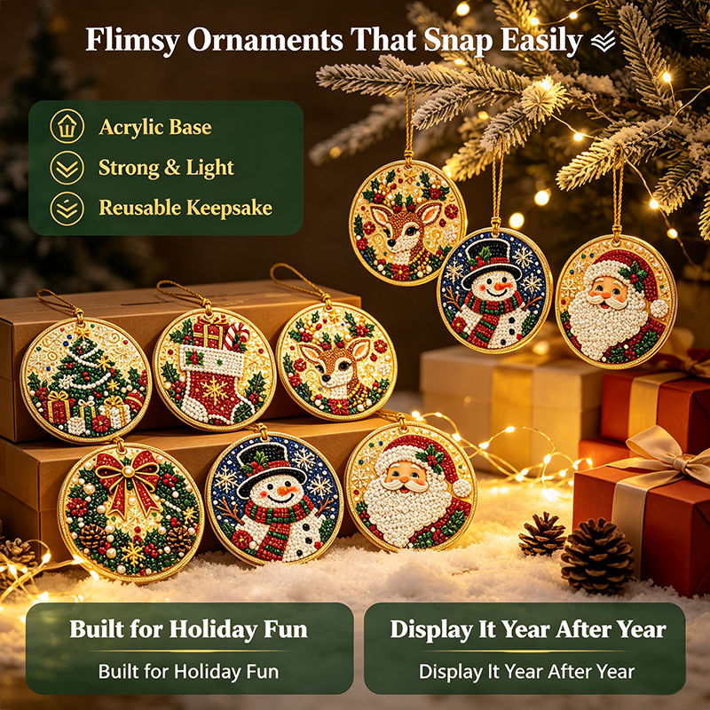 6Pcs/12Pcs Christmas DIY Diamond Painting Ornaments Kit, Xmas Tree Hanging Pendant🎄 - image 4