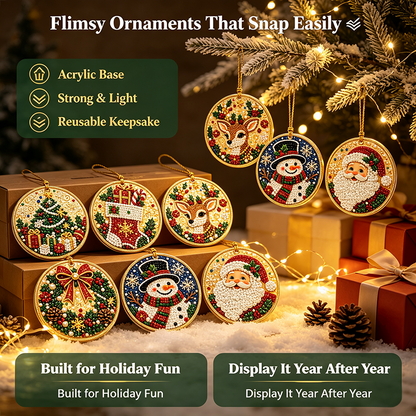 6Pcs/12Pcs Christmas DIY Diamond Painting Ornaments Kit, Xmas Tree Hanging Pendant🎄 - image 4