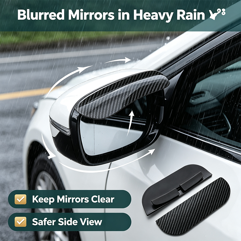 2PCS Car Side Mirror Rain Guards - Carbon Look ABS Visor Covers 🌧️ - image 2